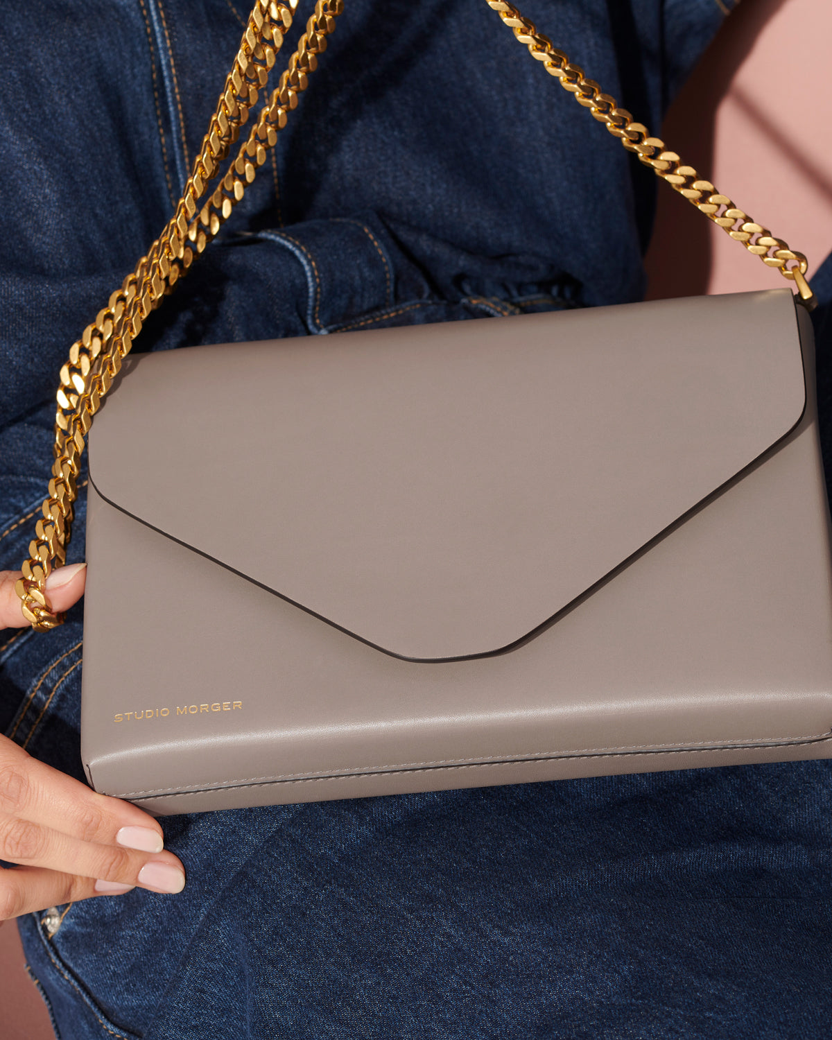 Emma Bag Chain in taupe calfskin